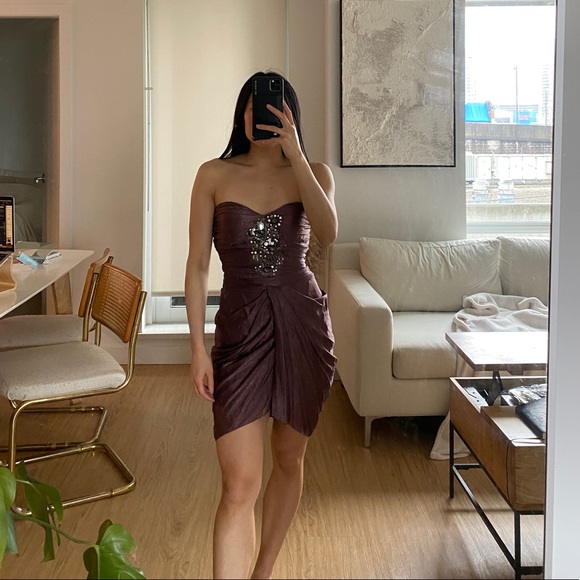 COPY - Bebe Purple Strapless Formal Dress with Jewels - Picture 11 of 11